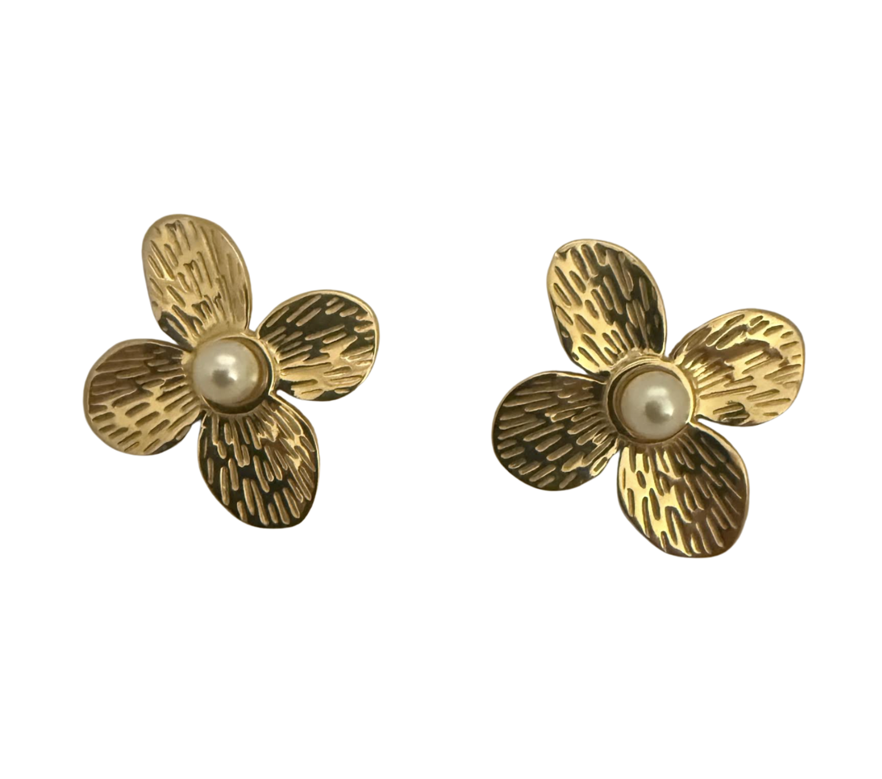 Boucles d'oreilles, fleurs de perles